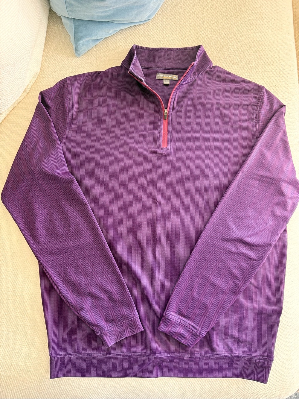 Peter Millar Performance Golf Quarter Zip in Purple Herringbone